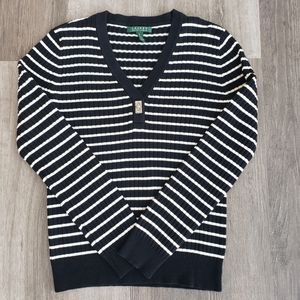 Lauren Ralph Lauren Black and White Stripe Sweater Size M